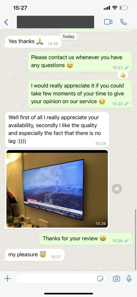 TVNado WhatsApp support screenshot 2